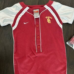 Nike Kids Red and White Button-Up Romper USC Trojans